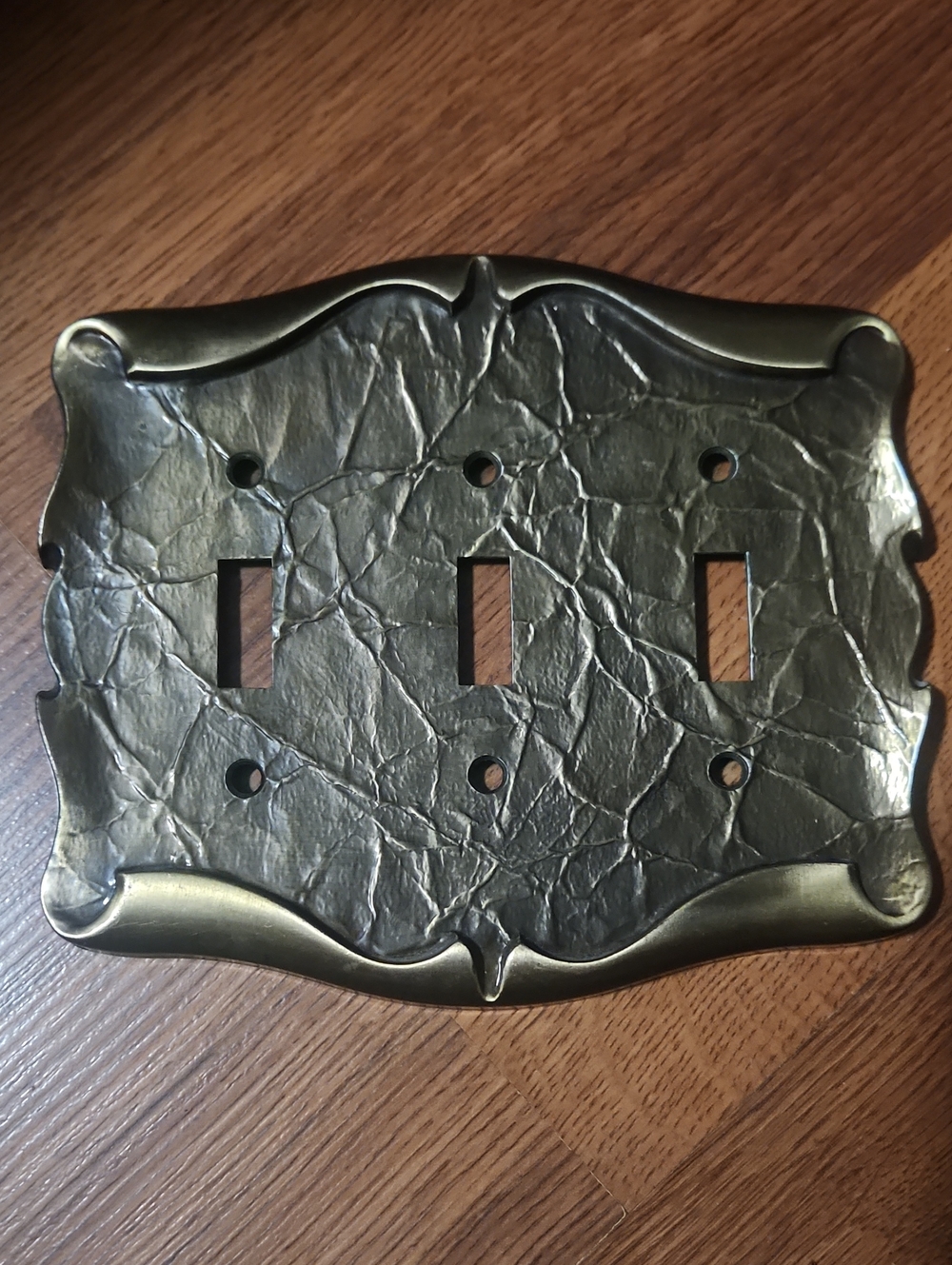 Antique Brass Triple Toggle Switch Plate - Brass Finish